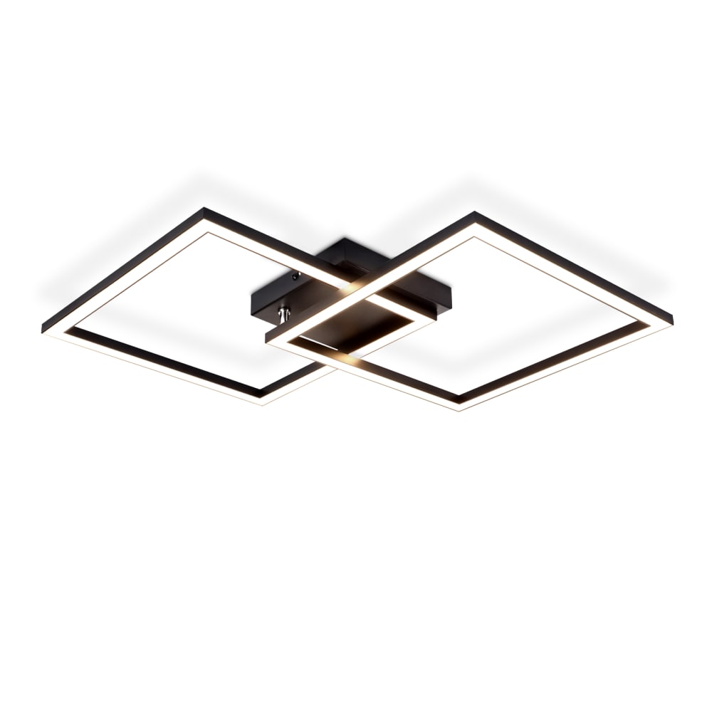 Plafonnier en fer aluminium noir 46.1x46.1x5.8cm led 3000k 24w
