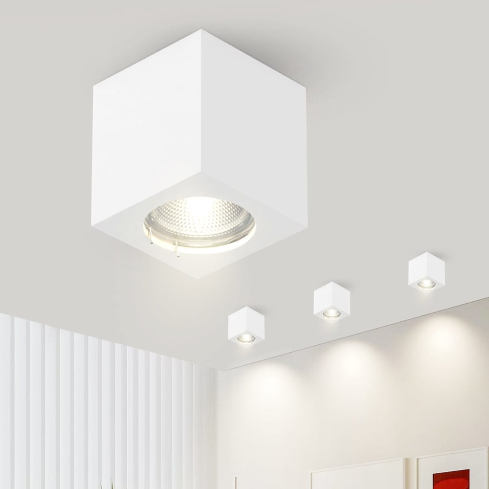 Plafonnier en plastique blanc 7x7x7.5cm gu10 — vue 3