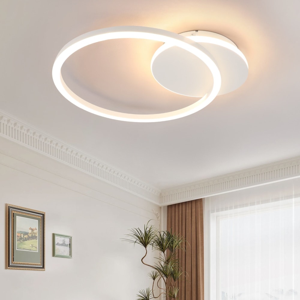 Plafonnier en fer aluminium blanc 35x30x5cm led 3000k 24w — vue 3