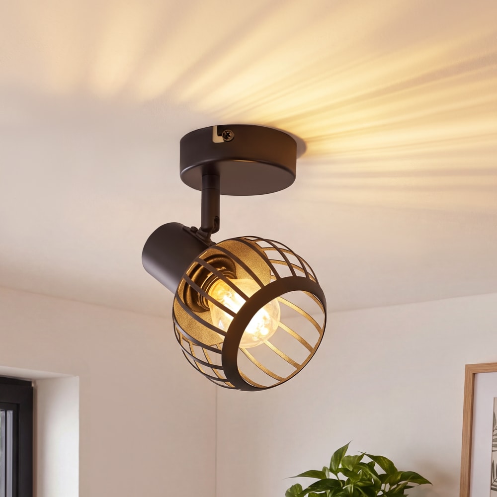 Spot de plafond en fer noir 13x14x14cm e14 — vue 3