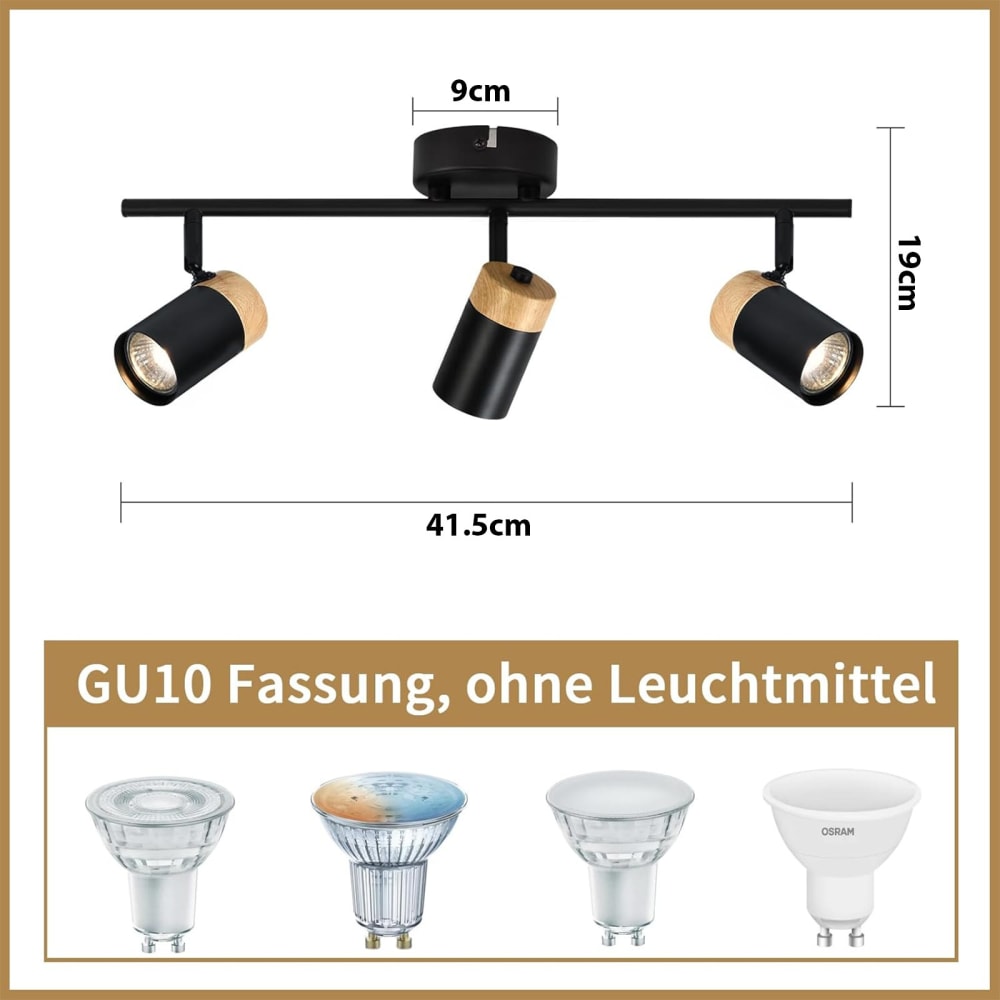 Spot de plafond en fer noir 41.5x19x9cm gu10 — vue 4