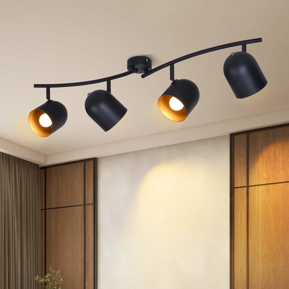 Spot de plafond en fer noir 82x16x21cm e14 — vue 3