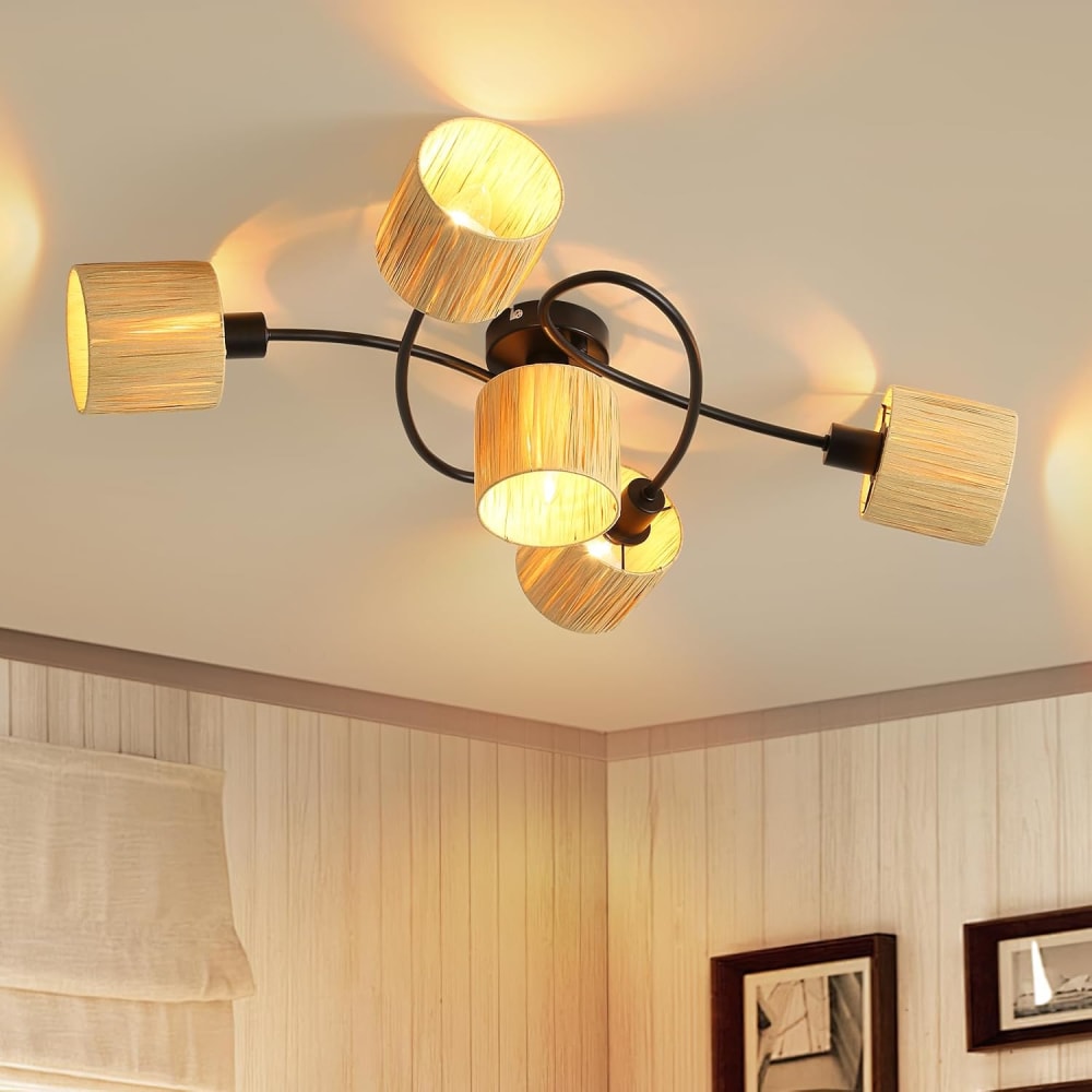 Spot de plafond en fer noir 72.5x47x16.5cm e14 — vue 3