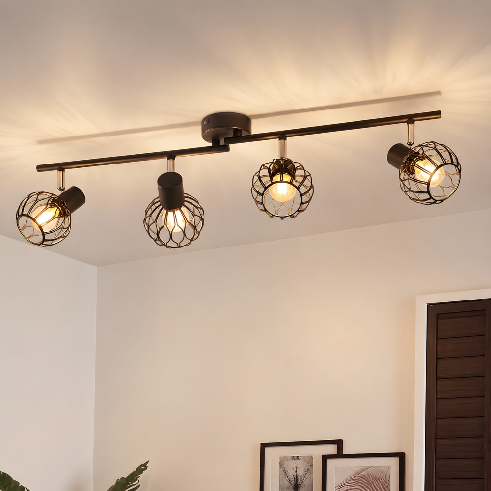 Spot de plafond en fer noir 70x10x18cm e14 — vue 3