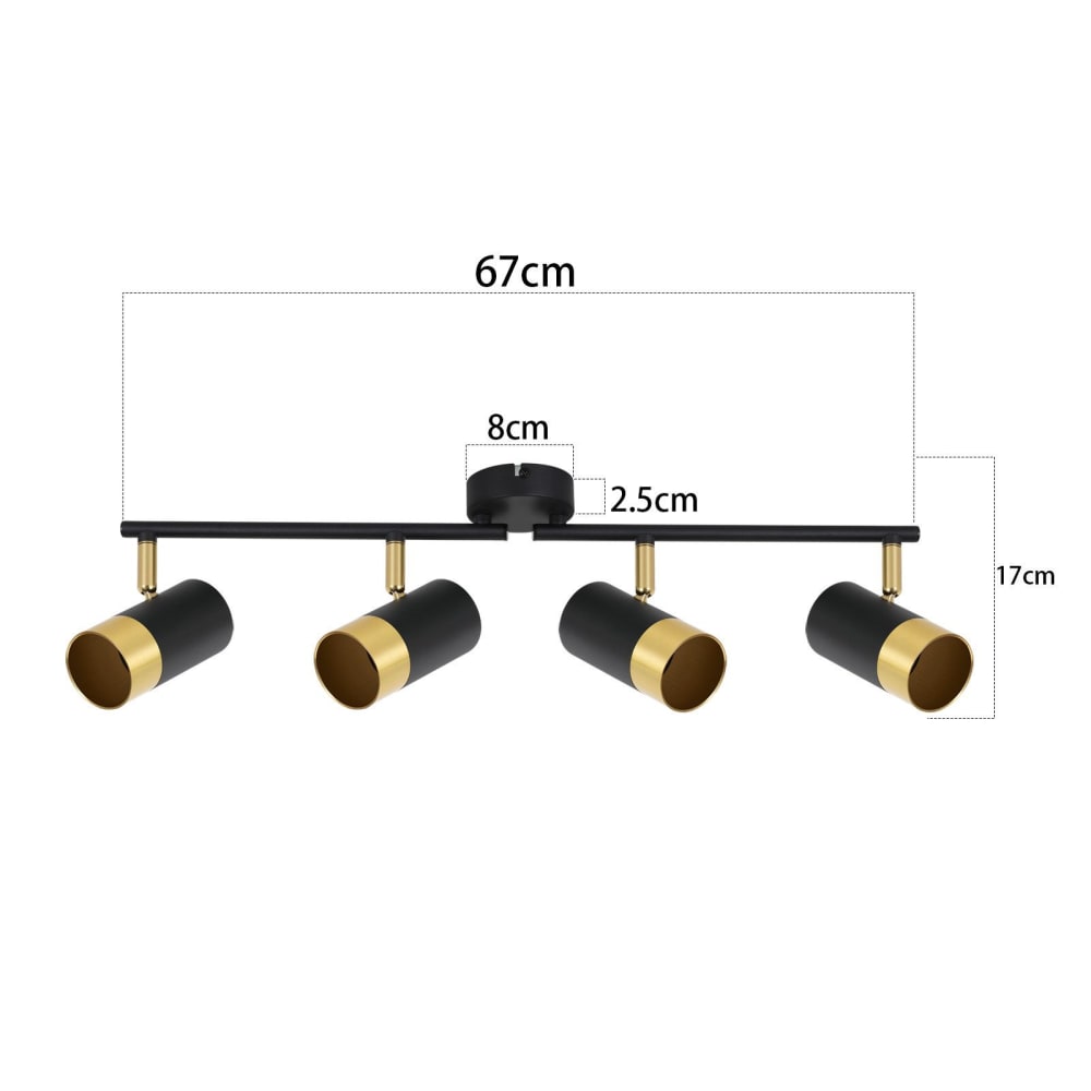Spot de plafond en fer noir 62x12x15cm gu10 — vue 4