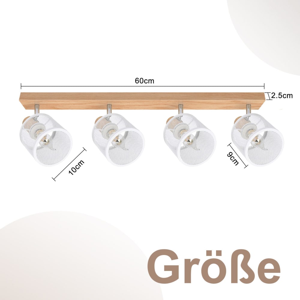 Spot de plafond en fer blanc 77.5x16x19cm e14 — vue 4
