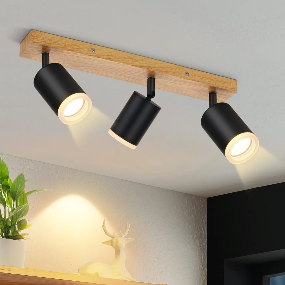 Spot de plafond en aluminium noir 41x6x15cm gu10 — vue 3