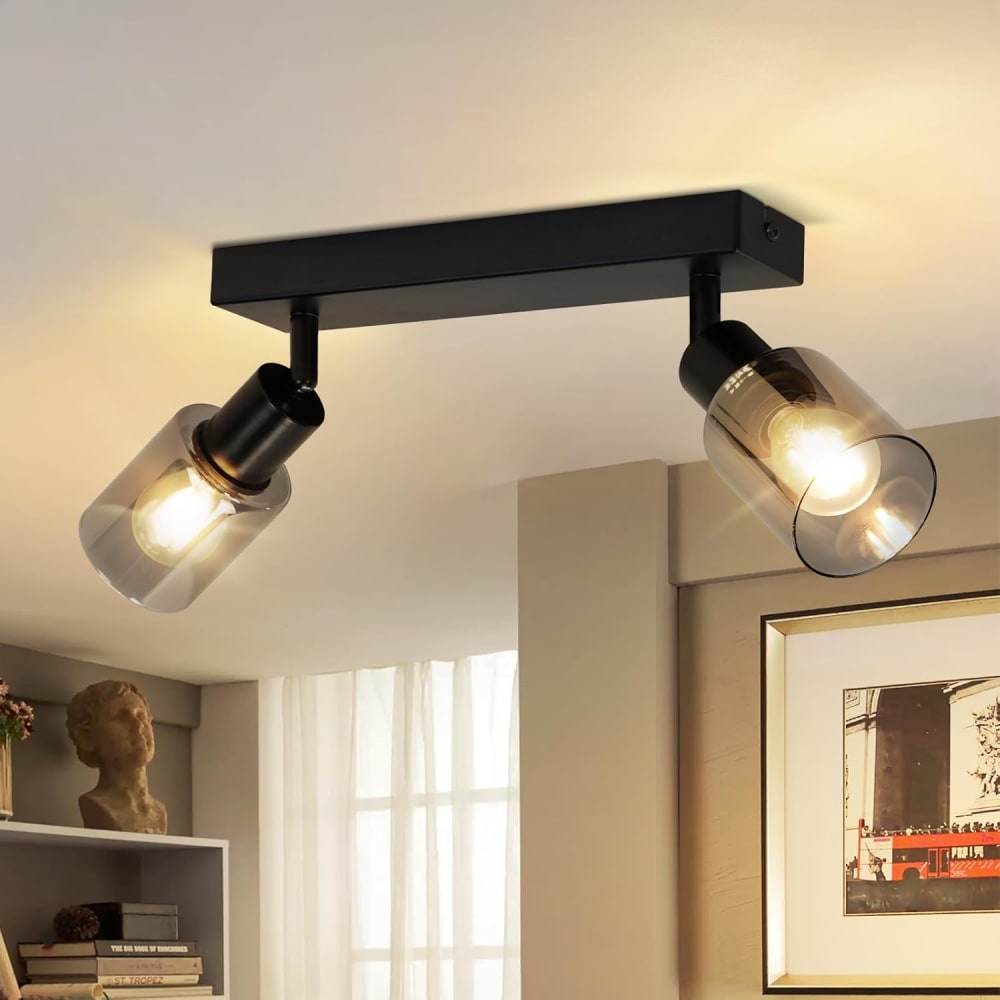 Spot de plafond en fer noir 26x19x15cm e14 — vue 3