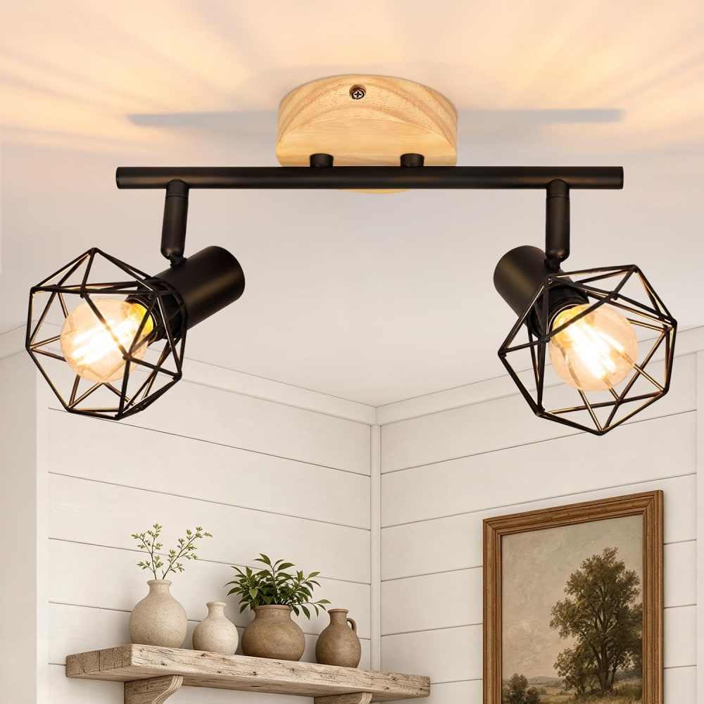 Spot de plafond en fer noir 28x10x15.3cm e14 — vue 3