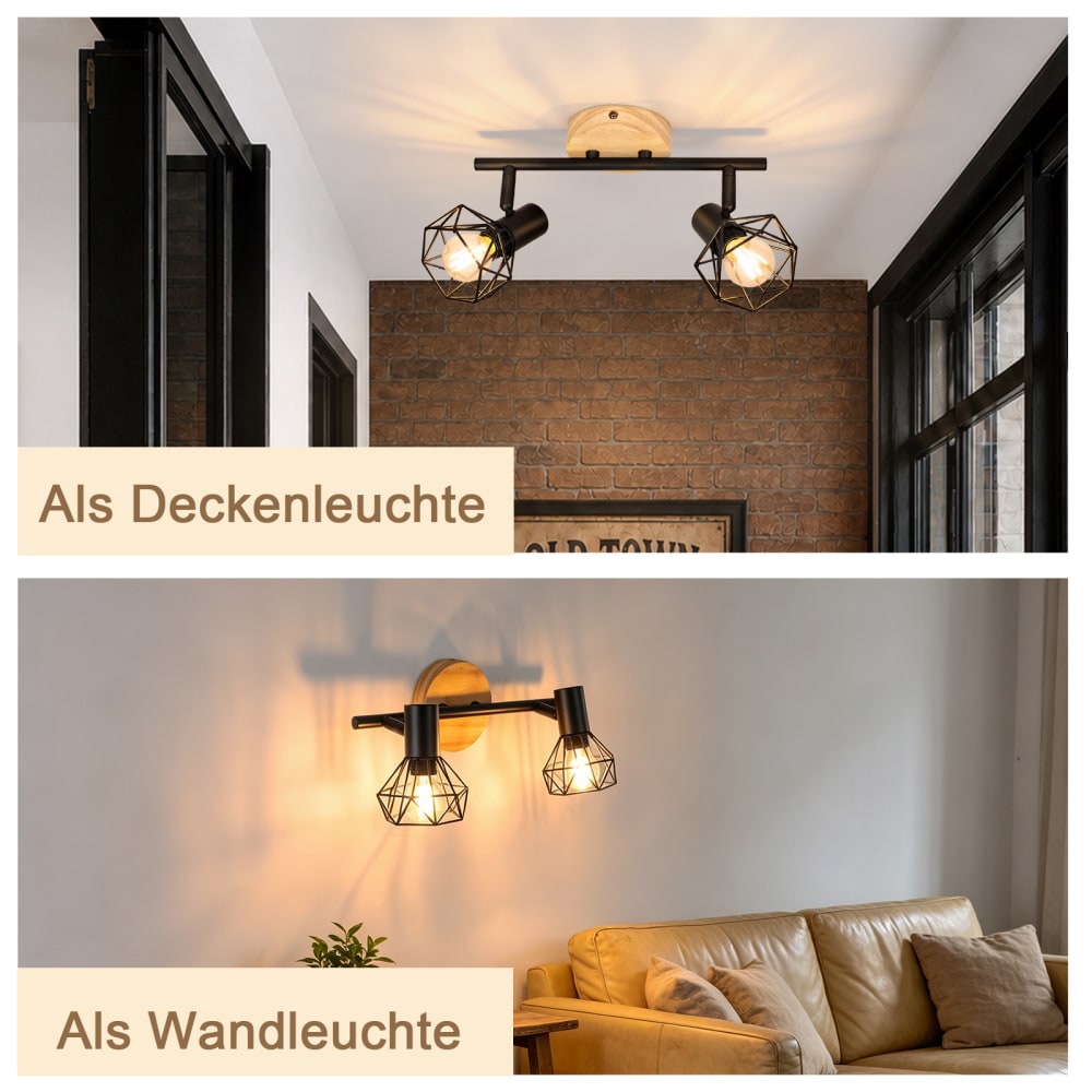 Spot de plafond en fer noir 28x10x15.3cm e14 — vue 4