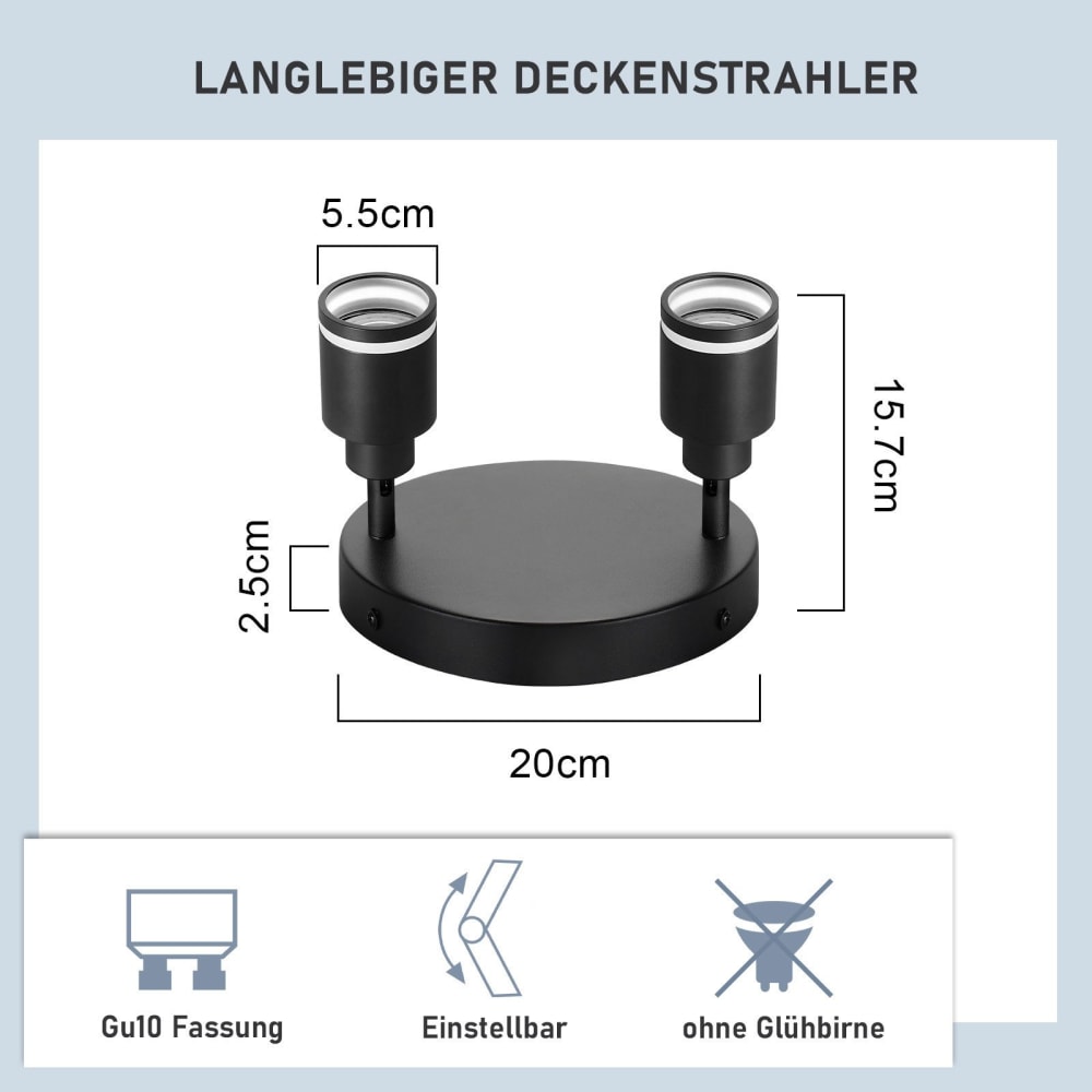 Spot de plafond en fer noir 20x20x15.7cm gu10 — vue 4