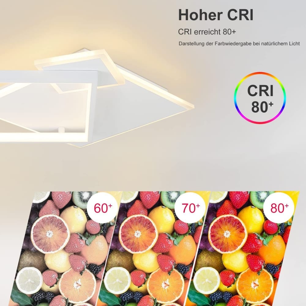Plafonnier en aluminium blanc 46x46x8cm led intensité variable 50w — vue 4