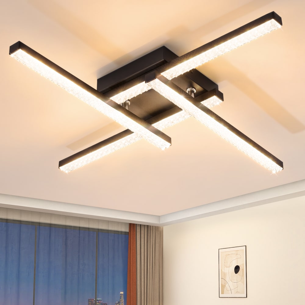 Plafonnier en plastique noir 45.5x45.5x7.3cm led 3000k 24w — vue 3