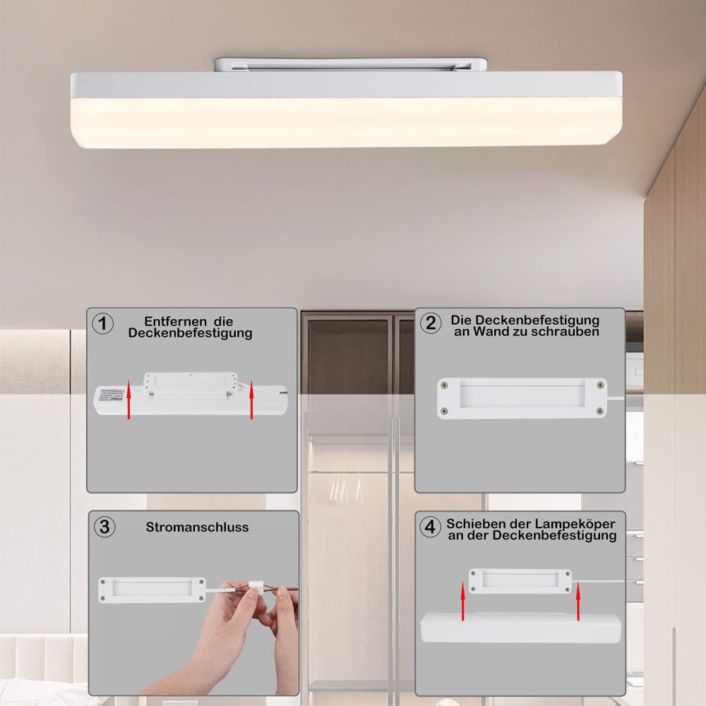 Plafonnier en pvc blanc 40x5x4.5cm led 4000k 18w — vue 4