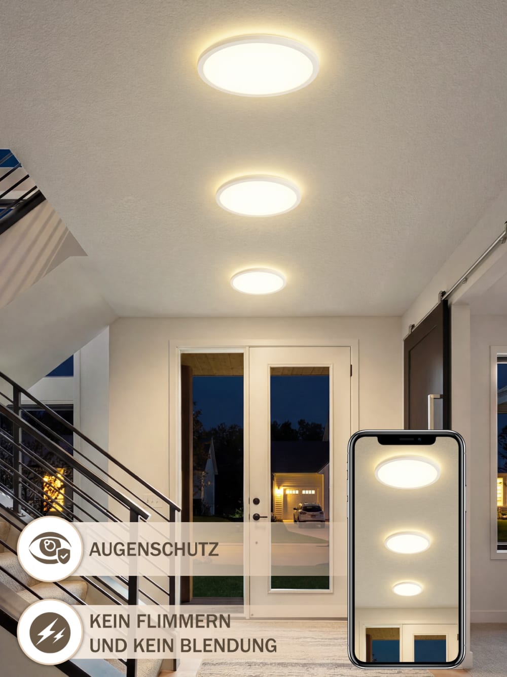 Plafonnier en plastique blanc 29.3x29.3x3cm led 4000k 18w — vue 4