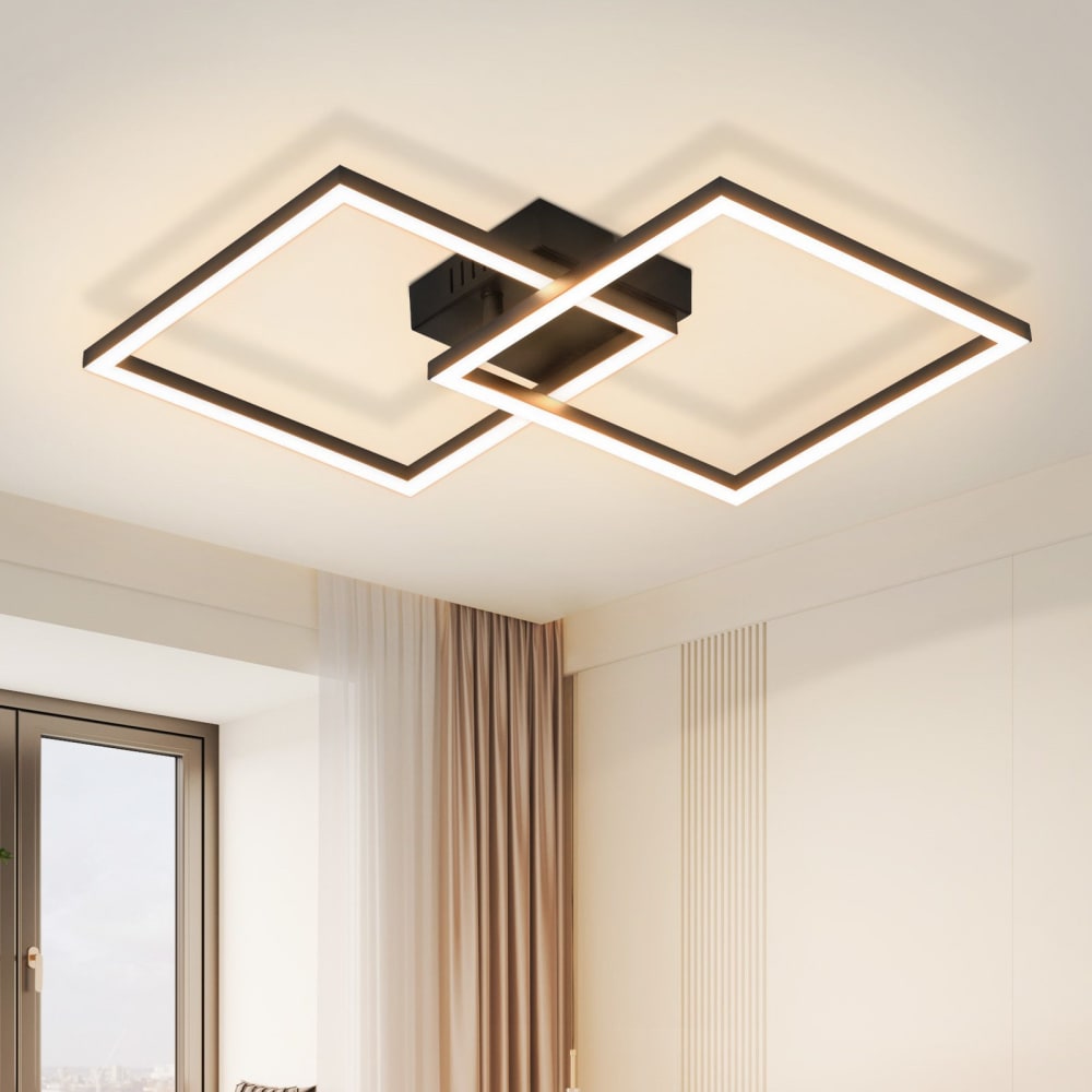 Plafonnier en plastique noir 39.5x39.5x6.7cm led 3000k 24w — vue 3