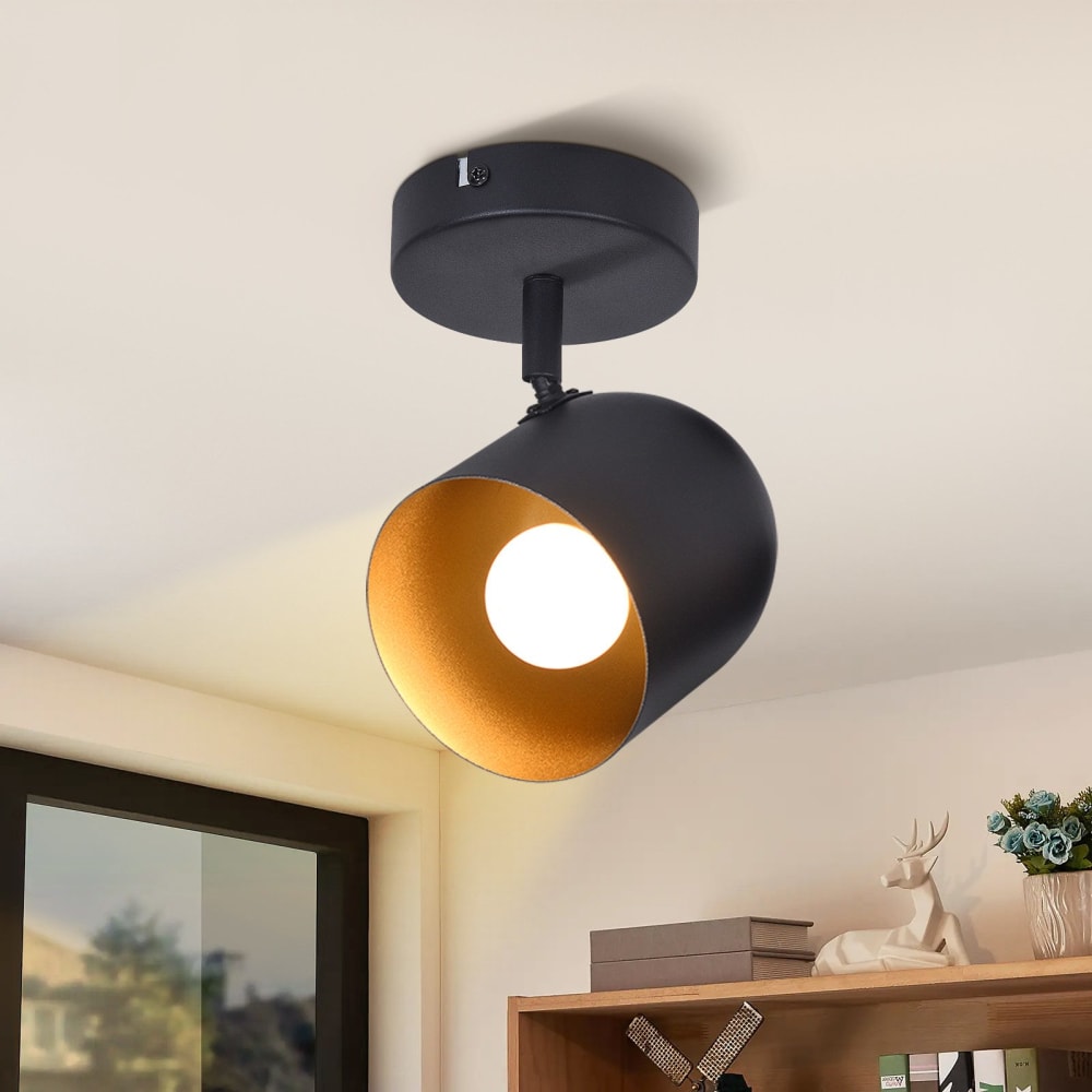 Spot de plafond en fer noir 14x10x19cm e14 — vue 3