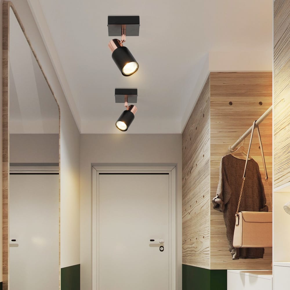 Spot de plafond en fer noir 10.5x9x15cm gu10 — vue 4