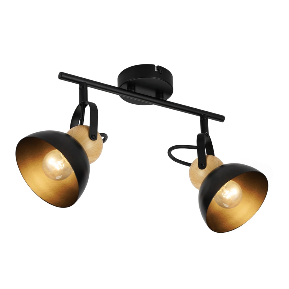 Spot de plafond en fer noir 33x21x15cm e27