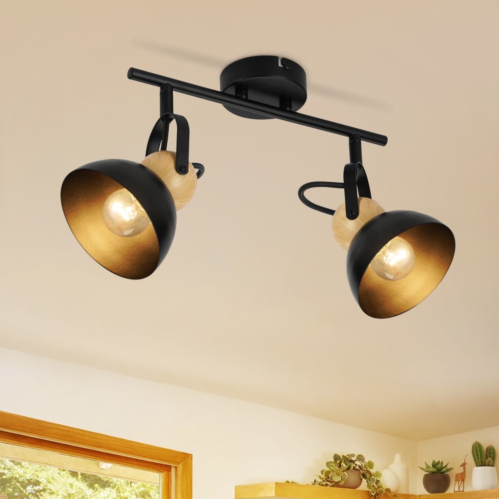 Spot de plafond en fer noir 33x21x15cm e27 — vue 3