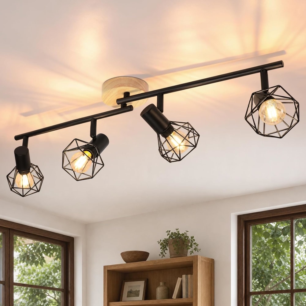 Spot de plafond en fer noir 70x10x15.5cm e14 — vue 3