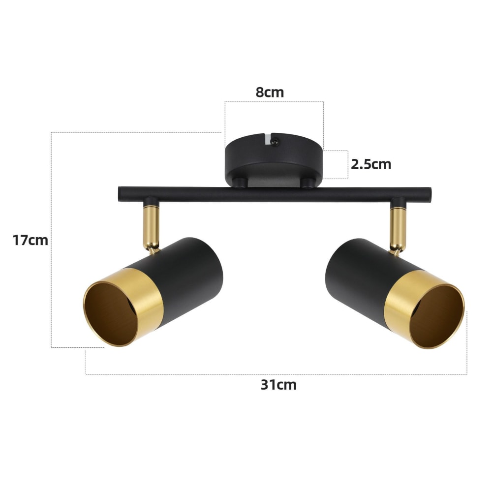 Spot de plafond en fer noir 25.5x12x15cm gu10 — vue 4