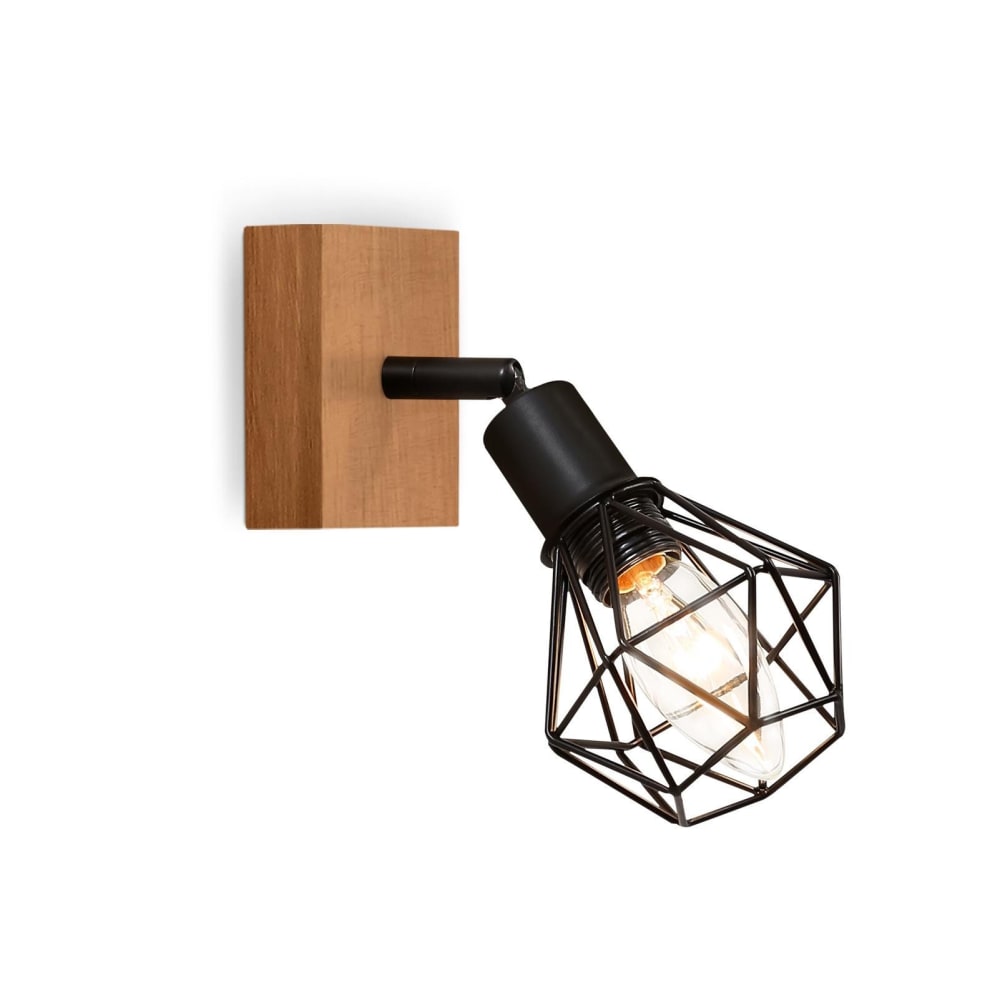 Spot de plafond en fer noir 11x21.5x11cm e14