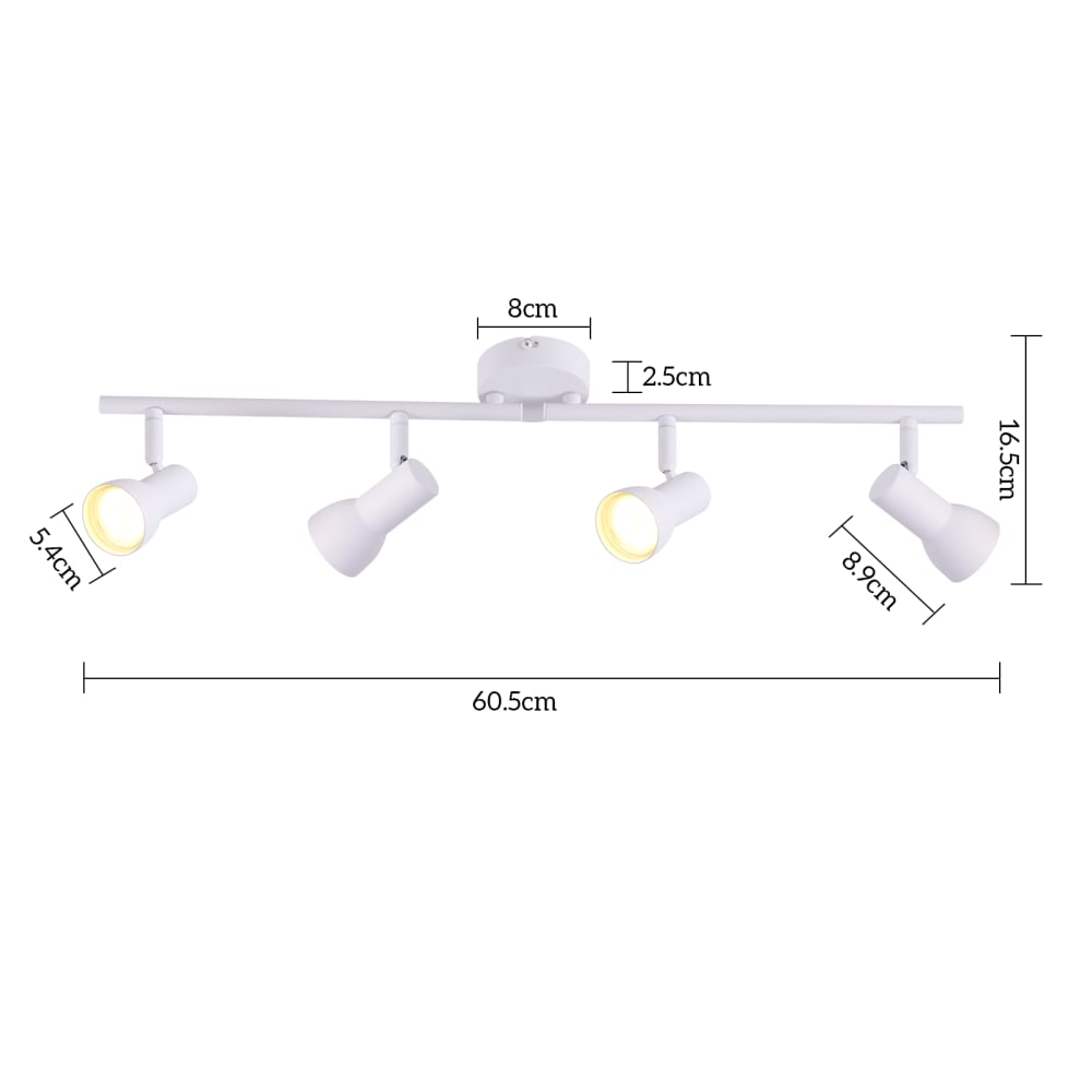 Spot de plafond en fer blanc 60.5x8x16.5cm gu10 — vue 4