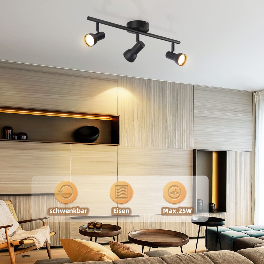 Spot de plafond en fer noir 42.5x8x15.5cm gu10 — vue 4