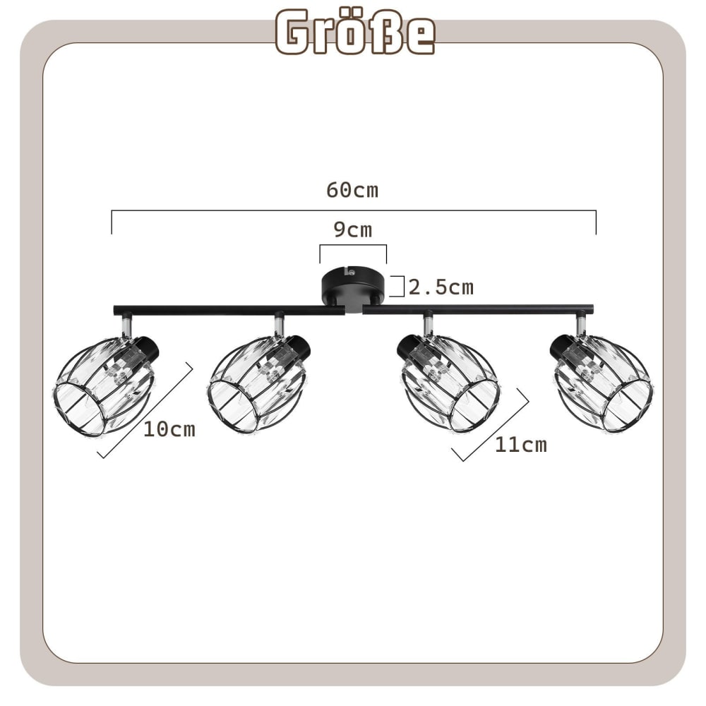 Spot de plafond en fer noir 60x16x21cm e14 — vue 4