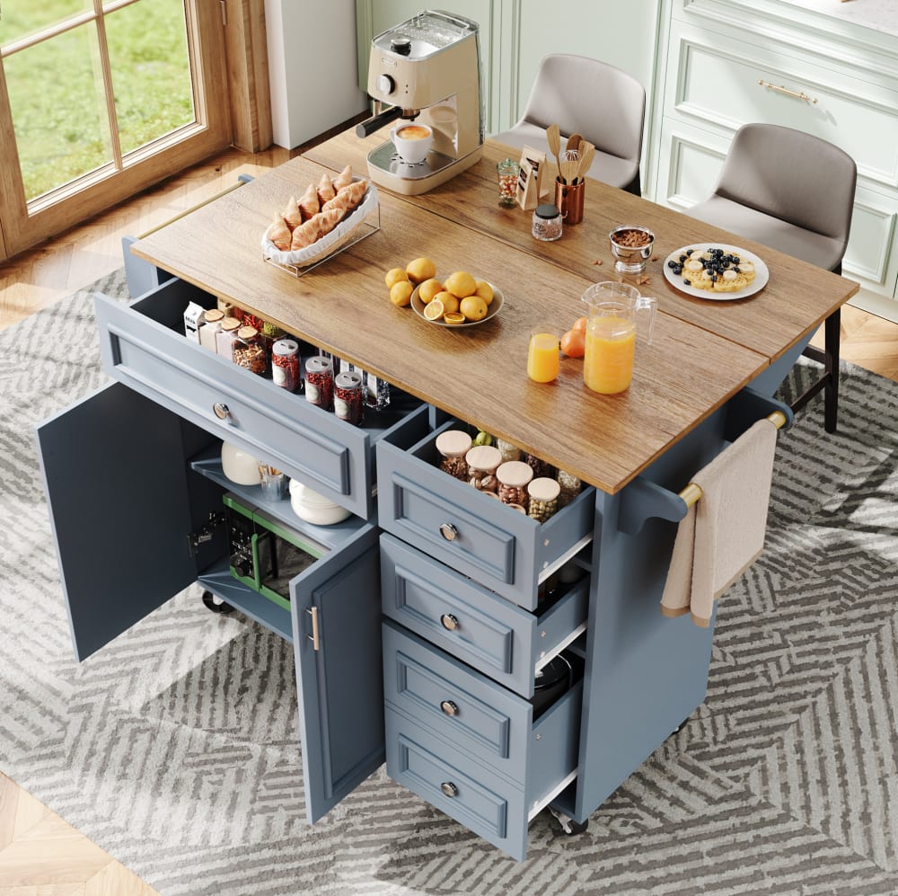 Kücheninsel aus MDF mit klappbare Tischplatte 110x45-75x92 cm,