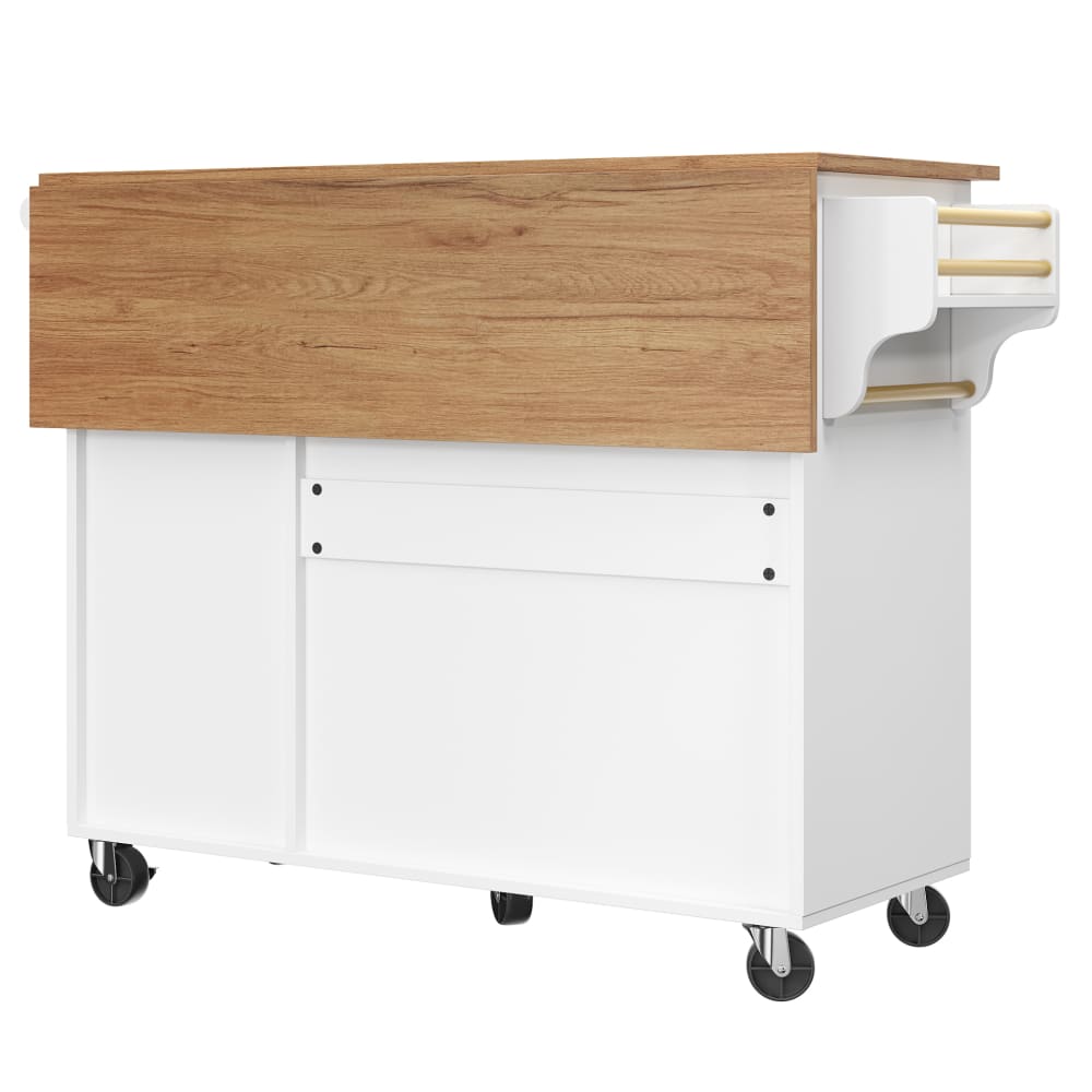Îlot de cuisine en mdf avec plateau rabattable blanc 110x75x92 cm