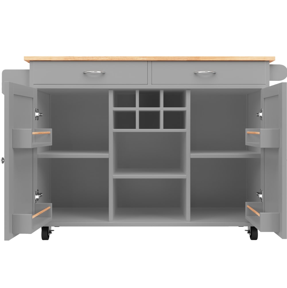 REDOM Kücheninsel aus Spanplatte mit Weinregal 102x45x92 cm, Grau style modern Grau Metall