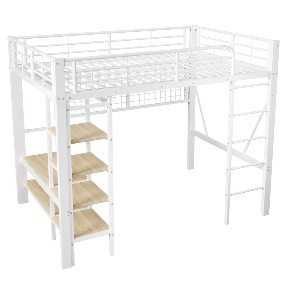 Lit mezzanine en métal avec led blanc 140x200 cm