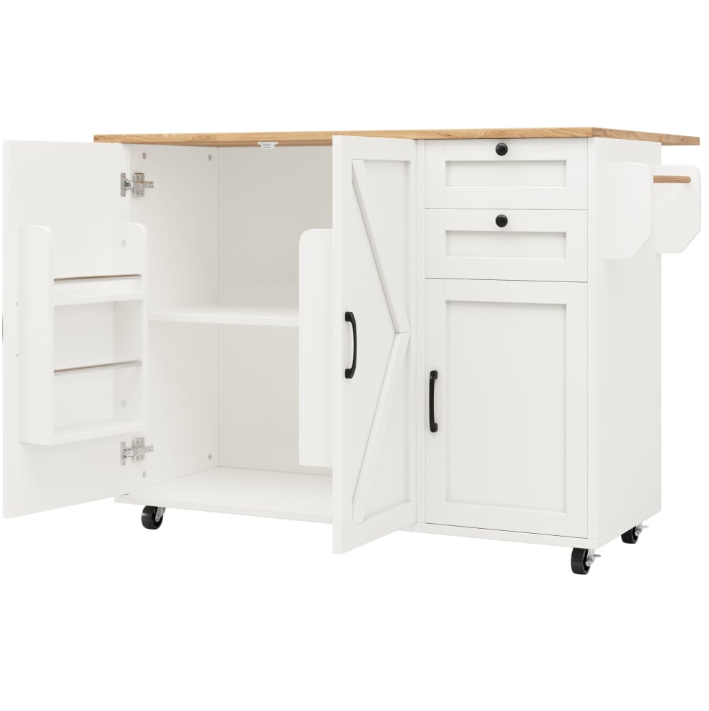 Chariot de cuisine en panneau de particules avec plateau pliant blanc