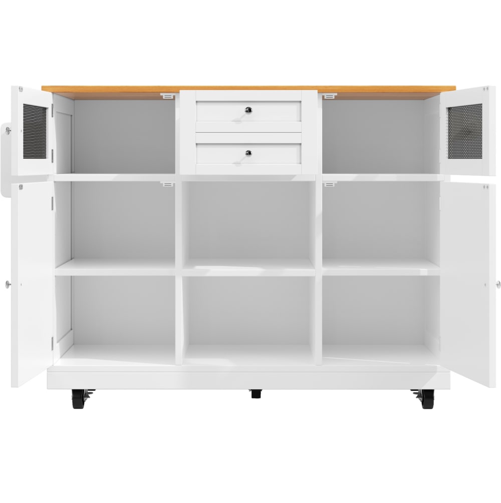 REDOM Kücheninsel aus MDF mit Klapptisch 140x70x93,5 cm, Weiß Weiß Spanplatte