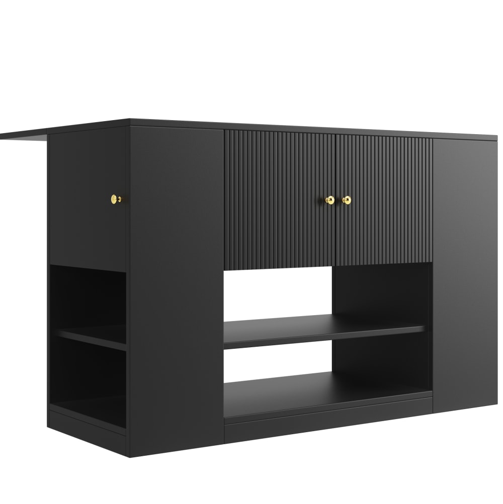 Îlot de cuisine en mdf avec plateau rabattable noir 140x40x90 cm