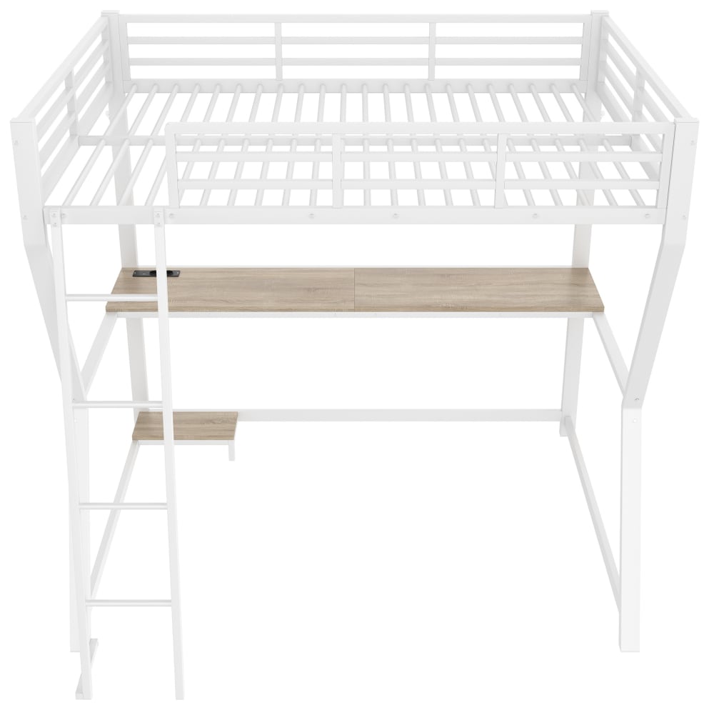 REDOM Hochbett aus Metall mit Schreibtisch 140x200 cm, Weiß WEISS METALL Baby