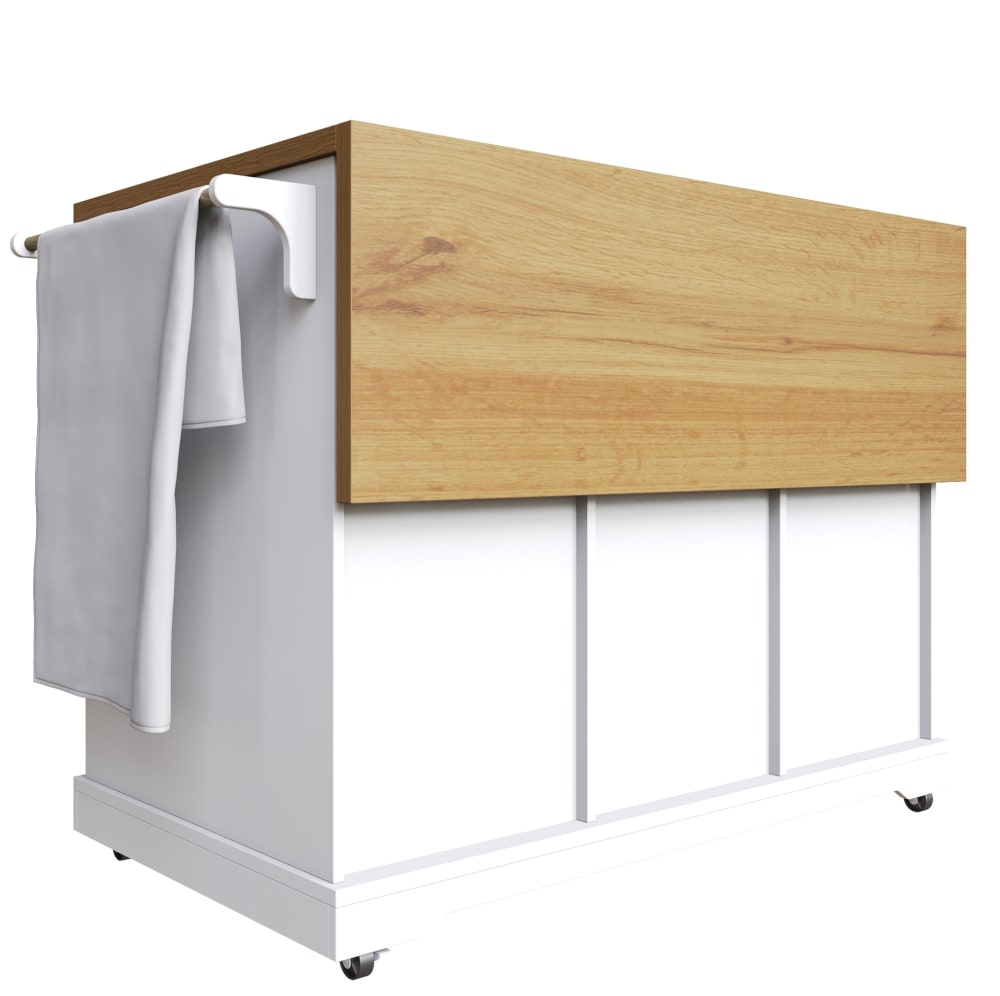 REDOM Servierwagen aus MDF und Metall mit Klappfunktion 147x44x93 cm, Weiß Weiß Metall