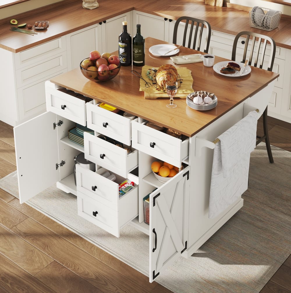 Servierwagen aus MDF und Metall mit Klappfunktion 147x44x93 cm,