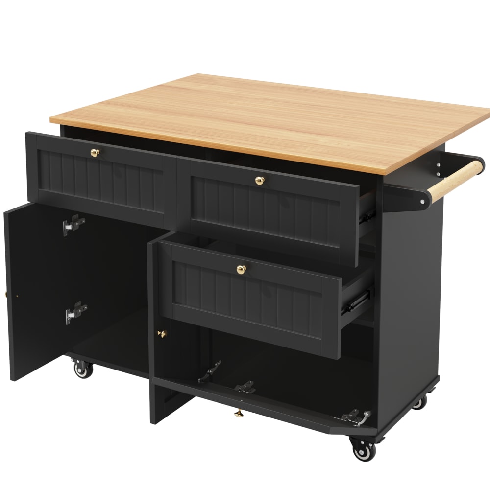 REDOM Servierwagen aus Spanplatte mit Stauraum 133 x 37,3 x 88 cm, Schwarz style modern Schwarz Spanplatte