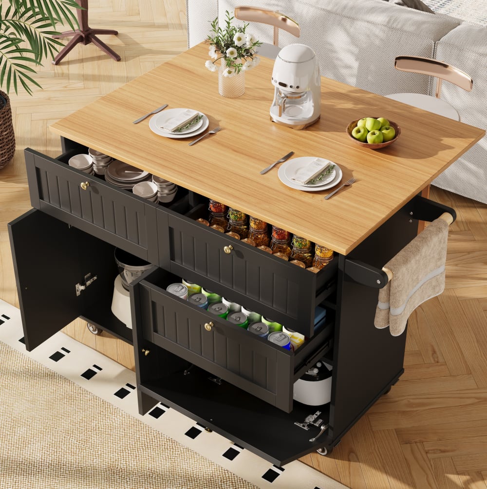 Servierwagen aus Spanplatte mit Stauraum 133 x 37,3 x 88 cm,