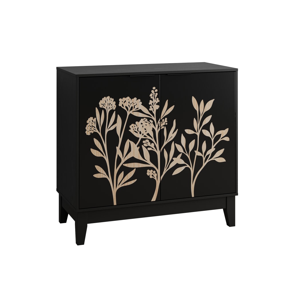 REDOM Sideboard aus MDF mit verstellbarem Einlegeboden, Schwarz Schwarz Spanplatte
