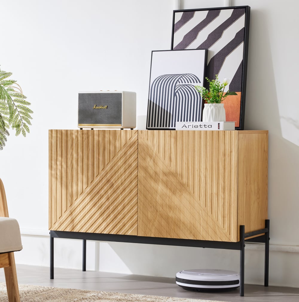 Sideboard aus Spanplatte mit Einlegeboden 100x40x75 cm, Natur -