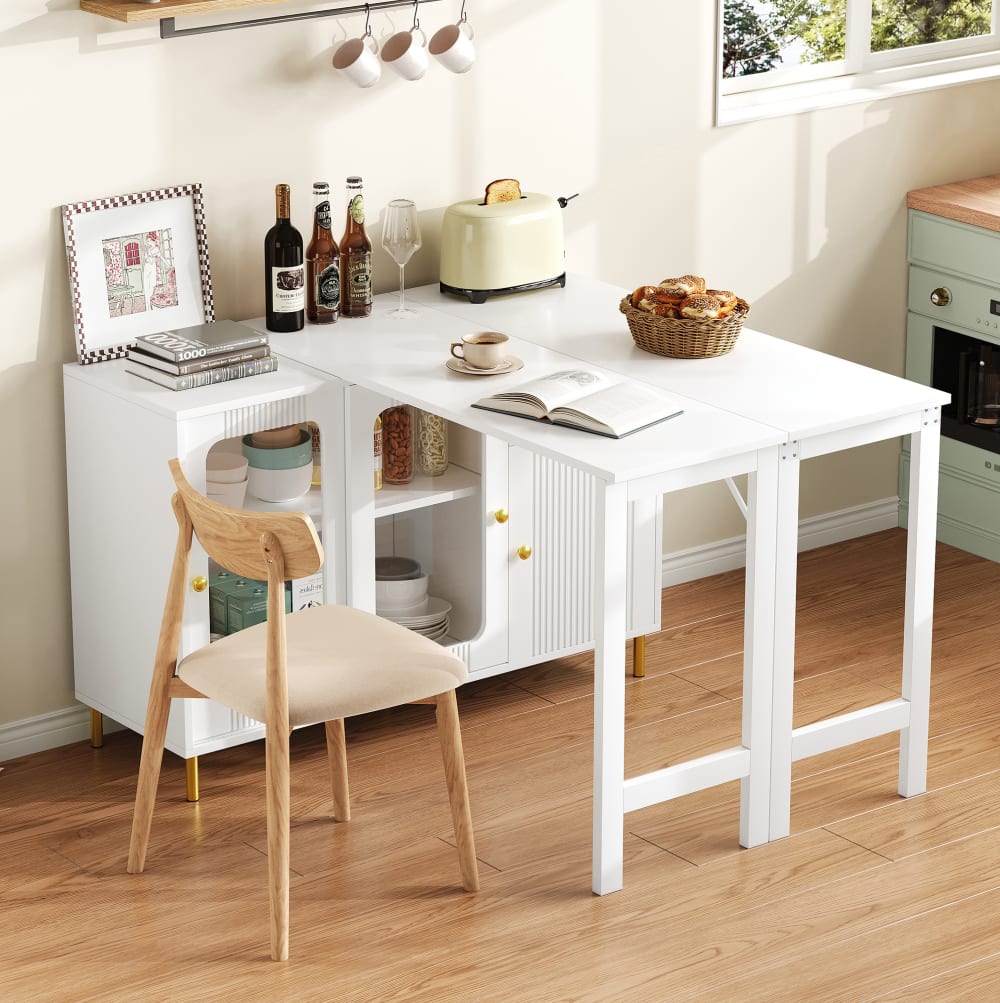 Sideboard aus MDF mit Klappplatte 116x40x78,5 cm, Weiß - Maisons