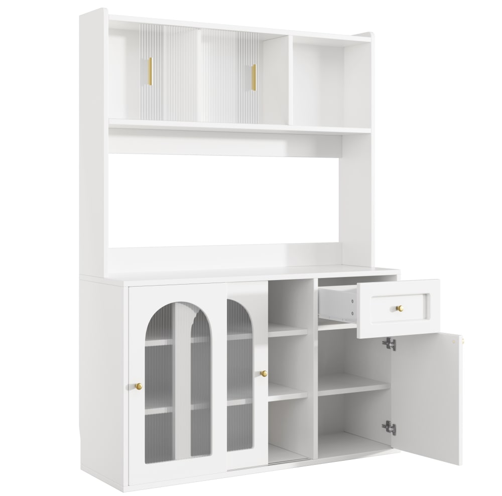 Buffet haut en mdf et pb avec led blanc 120x35x167 cm