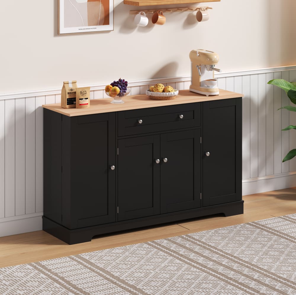 Küchenbuffet aus MDF mit Schublade 138 cm, Schwarz - Maisons Du