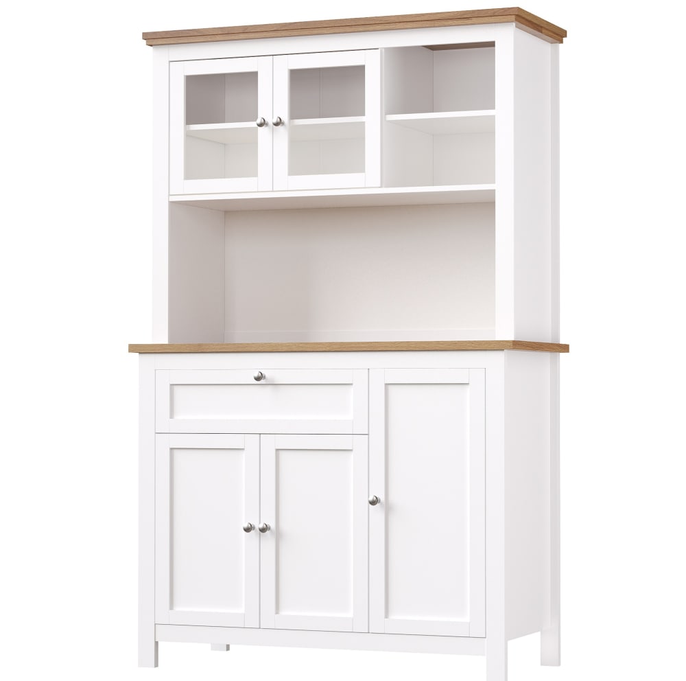 REDOM Küchenschrank aus Spanplatte mit LED-Beleuchtung 104x40x180 cm, Weiß style modern Weiß Spanplatte