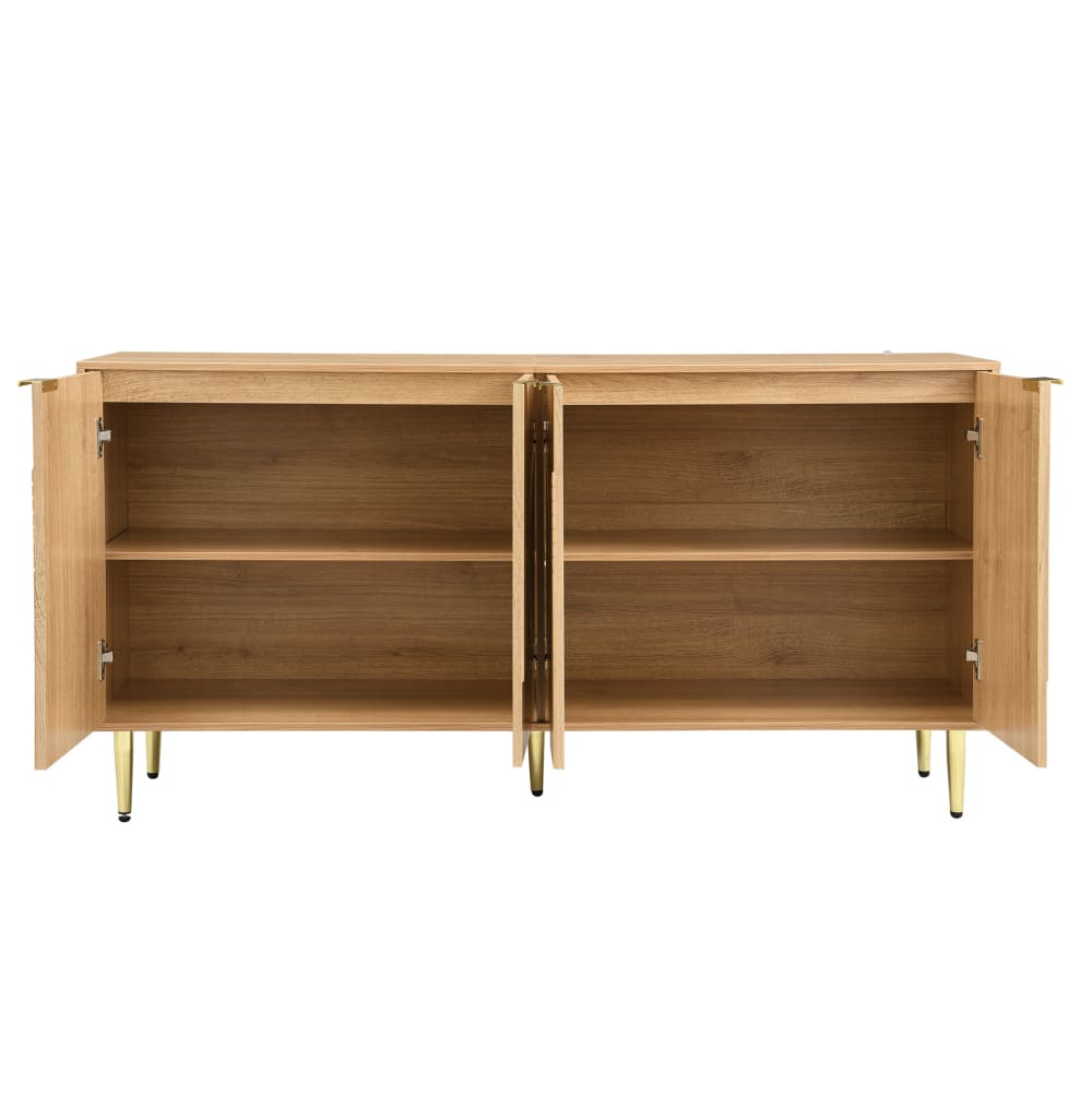 REDOM Sideboard aus Spanplatte mit 4 Türen 140x40x72 cm, Natur style modern Braun Spanplatte