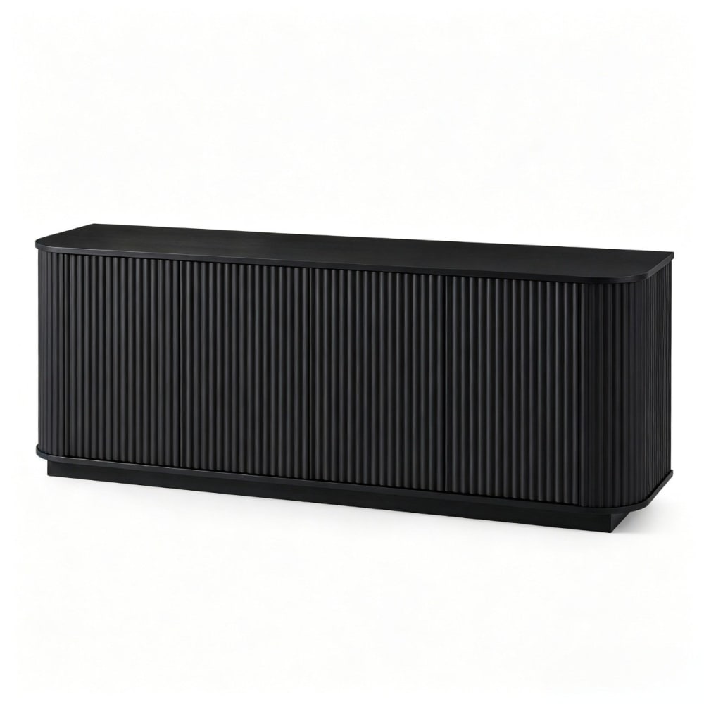 Buffet en panneau de particules avec rangement noir 162,5x38x61 cm